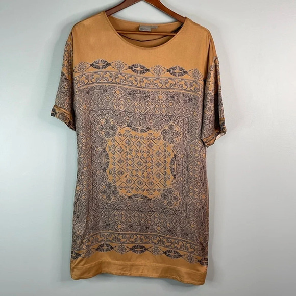 VERO MODA Sadie Twill Patterned Short Tunic Dress Camel Grey Blue Short Sleeve M - Picture 13 of 13